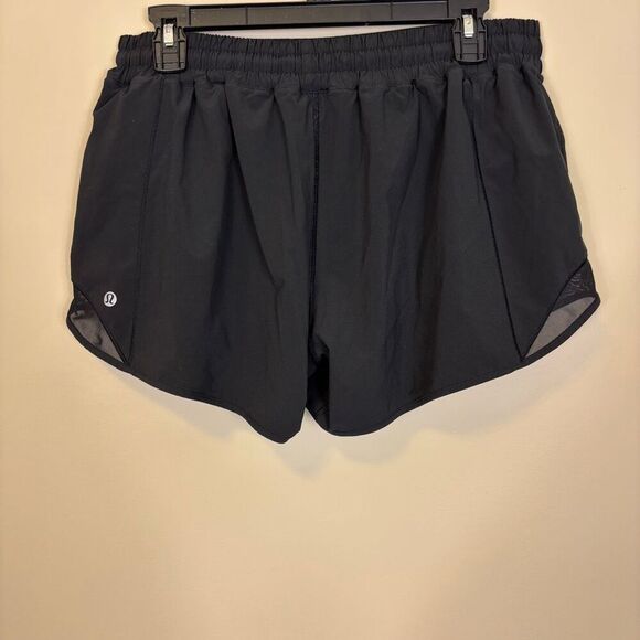 Lululemon Hottie Hot Black Mesh Side Lined Athletic High Waisted Shorts 12 Tall - Picture 2 of 6